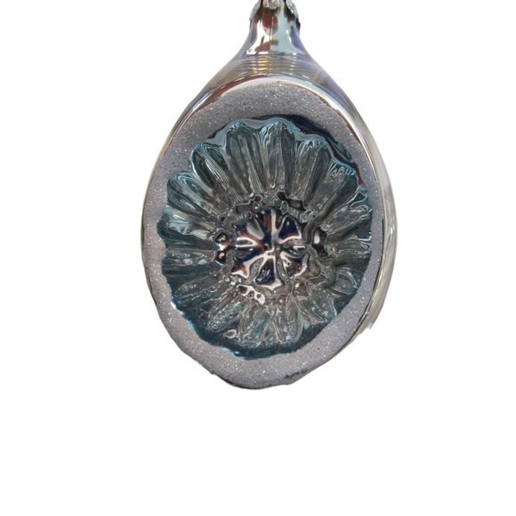 Dillards Trimmings Mercury Style Ornaments Silver Teardrop Blue Reflector NIB - Picture 14 of 16